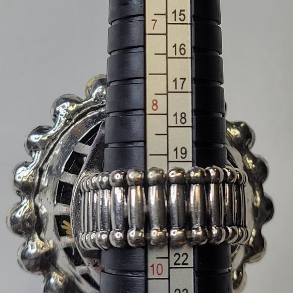 Vintage Crystal Cluster Dome Stretch Ring Adjustable Band Large Cocktail Ring - Picture 7 of 12